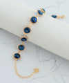Gold Plated Sterling Silver Blue Evil Eye Women Link Bracelet