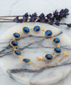 Gold Plated Sterling Silver Blue Evil Eye Women Link Bracelet