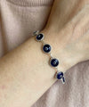 10 Beads Dark Blue Evil Eye Women Silver Link Bracelet - Filigranist Jewelry