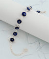 10 Beads Dark Blue Evil Eye Women Silver Link Bracelet - Filigranist Jewelry