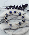 10 Beads Dark Blue Evil Eye Women Silver Link Bracelet - Filigranist Jewelry