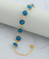 Gold Plated Sterling Silver Lapis Blue Evil Eye Women Link Bracelet