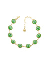 Gold Plated Sterling Silver Mint Green Evil Eye Women Link Bracelet