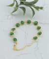 Gold Plated Sterling Silver Mint Green Evil Eye Women Link Bracelet