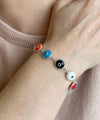 Sterling Silver Multicolor Evil Eye Women Link Bracelet