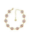 Gold Plated Sterling Silver Pink Evil Eye Women Link Bracelet