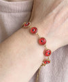 Gold Plated Sterling Silver Scarlet Evil Eye Women Link Bracelet
