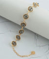 Gold Plated Sterling Silver Smokey Evil Eye Women Link Bracelet