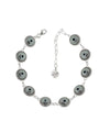 Sterling Silver Smokey Evil Eye Women Link Bracelet
