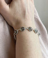 Sterling Silver Smokey Evil Eye Women Link Bracelet