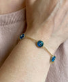 5 Beads Blue Evil Eye Women Gold Plated Silver Link Bracelet - Filigranist Jewelry