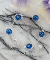 Sterling Silver Blue Evil Eye Women Link Bracelet