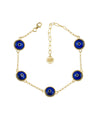 Gold Plated Sterling Silver Dark Blue Evil Eye Women Link Bracelet
