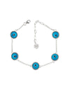 Sterling Silver Lapis Blue Evil Eye Women Link Bracelet