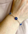 Sterling Silver Lapis Blue Evil Eye Women Link Bracelet