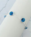Sterling Silver Lapis Blue Evil Eye Women Link Bracelet
