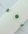 Sterling Silver Mint Green Evil Eye Women Link Bracelet