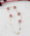 Gold Plated Sterling Silver Pink Evil Eye Women Link Bracelet