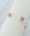 Sterling Silver Pink Evil Eye Women Link Bracelet