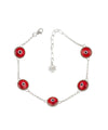 Sterling Silver Red Evil Eye Women Link Bracelet