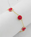 Gold Plated Sterling Silver Scarlet Evil Eye Women Link Bracelet