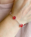 Sterling Silver Scarlet Evil Eye Women Link Bracelet