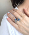 925 Sterling Silver Women's Bypass Ring with Blue Quartz Gemstone - Perfect for Any Occasion
