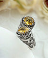 925 Sterling Silver Women's Bypass Ring with Citrine Gemstone - Perfect for Any Occasion