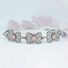 Filigree Art Pink Chalcedony Gemstone Women Butterfly Silver Link Bracelet