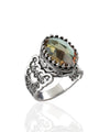 Alexandrite Gemstone Double Heart Detailed Filigree Art 925 Sterling Silver Women Statement Ring