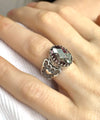 Alexandrite Gemstone Double Heart Detailed Filigree Art 925 Sterling Silver Women Statement Ring