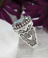 Alexandrite Gemstone Double Heart Detailed Filigree Art 925 Sterling Silver Women Statement Ring