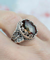 Alexandrite Gemstone Filigree Art Double Butterfly Detailed Women Silver Statement Ring
