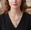 Aquamarine gemstone filigree artsterling silver women necklace