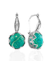 Artful Filigree Flower Pattern Amazonite Gemstone Sterling Silver Woman Drop Earrings