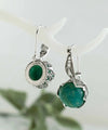 Artful Filigree Flower Pattern Amazonite Gemstone Sterling Silver Woman Drop Earrings - Filigranist Jewelry