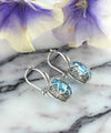 Artistic Filigree Flower Design Blue Topaz Sterling Silver Drop Earrings - Filigranist Jewelry