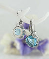 Artistic Filigree Flower Design Blue Topaz Sterling Silver Drop Earrings - Filigranist Jewelry