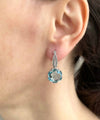 Artistic Filigree Flower Design Blue Topaz Sterling Silver Drop Earrings - Filigranist Jewelry