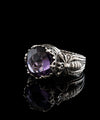 Bee Detailed Amethyst Gemstone Filigree Art Women Silver Cocktail Ring