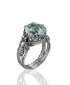 Bee Detailed Aquamarine Gemstone Filigree Art Women Silver Cocktail Ring
