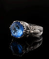 Bee Detailed Blue Quartz Gemstone Filigree Art Women Silver Cocktail Ring