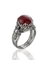 Bee Detailed Carnelian Gemstone Filigree Art Women Silver Cocktail Ring