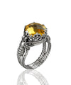 Bee Detailed Citrine Gemstone Filigree Art Women Silver Cocktail Ring