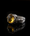 Bee Detailed Citrine Gemstone Filigree Art Women Silver Cocktail Ring