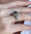Bee Detailed Gray Moonstone Gemstone Filigree Art Women Silver Cocktail Ring