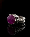 Bee Detailed Ruby Corundum Gemstone Filigree Art Women Silver Cocktail Ring
