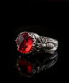 Bee Detailed Ruby Gemstone Filigree Art Women Silver Cocktail Ring
