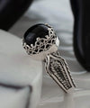 Black Onyx Gemstone Filigree Art Women Sterling Silver Cocktail Ring