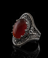 Carnelian Gemstone Filigree Art Woman Silver Statement Ring